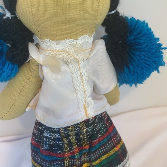 Mexican or South American Colorful Multicolor Cloth Doll with Pompoms - Picture 5 of 5